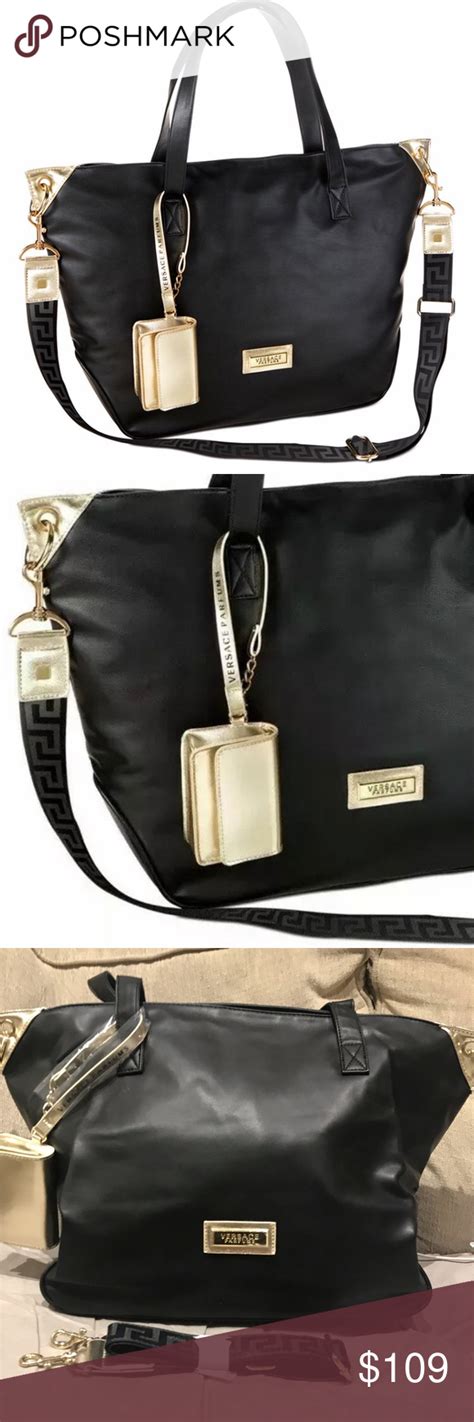 mens versace perfume bag|Versace parfums black tote bag.